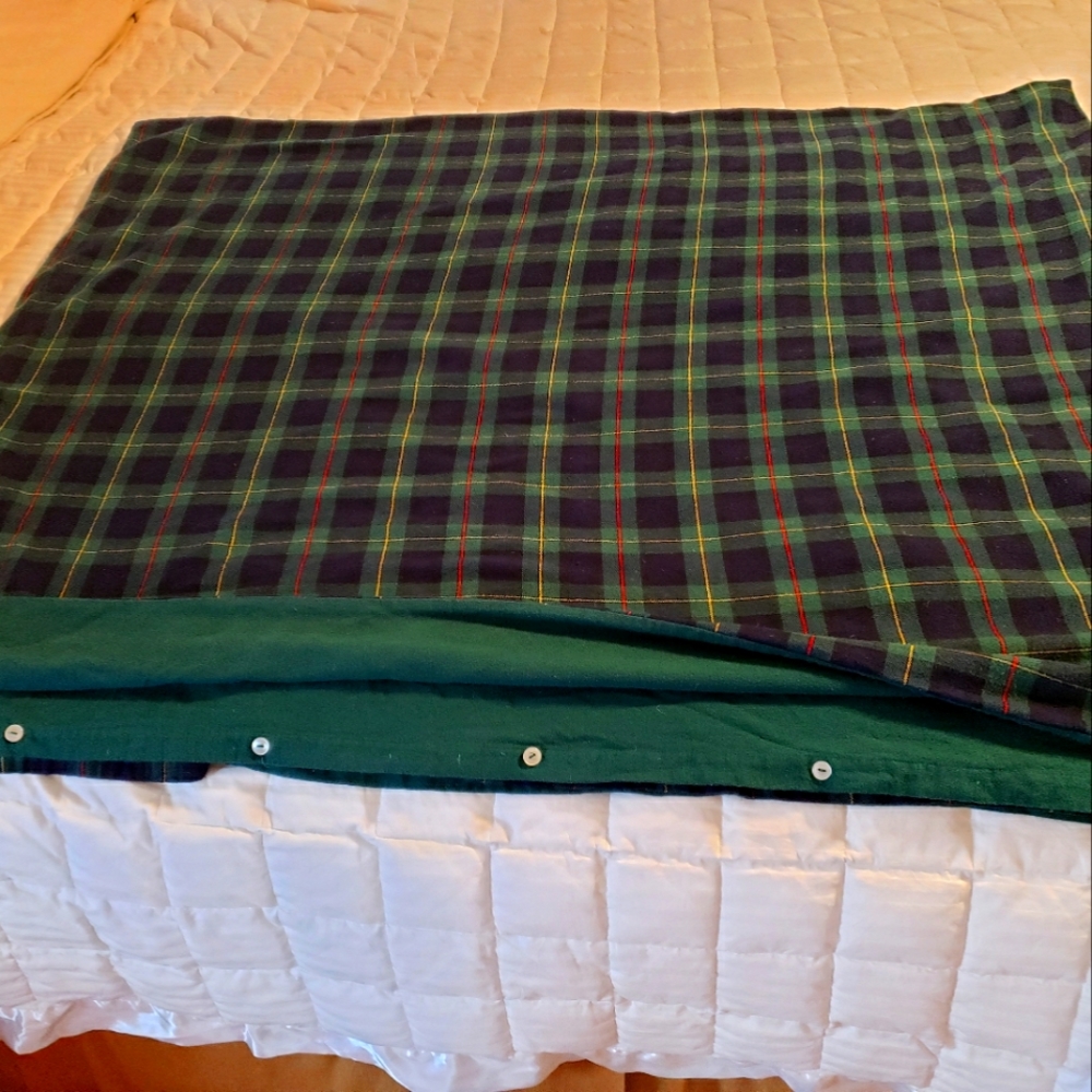 King Size Flannel Green & Blue Plaid Duvet Cover